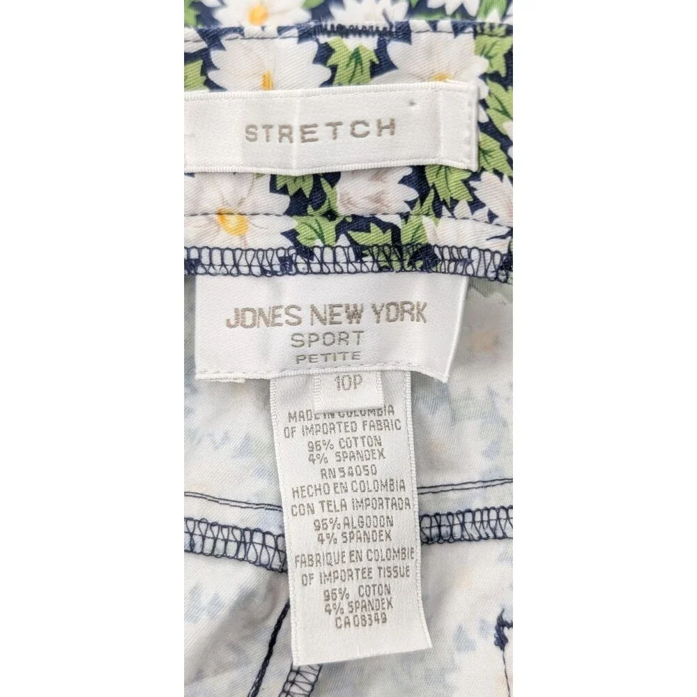 Jones New York Sport Daisy Floral High Rise Straight Ankle Pants Size 10 Petite